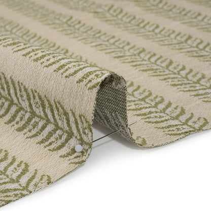Polyester and Cotton Home Decor Jacquard - Olive Leafy Vine Stripes - British Imported Detail
