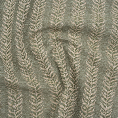 Polyester and Cotton Home Decor Jacquard - Sage Leafy Vine Stripes - British Imported