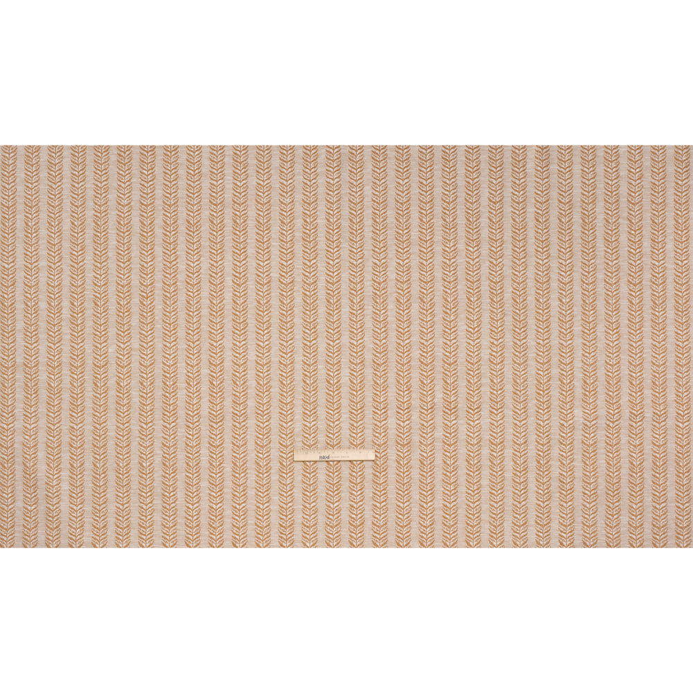 Polyester and Cotton Home Decor Jacquard - Tangerine Leafy Vine Stripes - British Imported Full