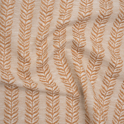 Polyester and Cotton Home Decor Jacquard - Tangerine Leafy Vine Stripes - British Imported