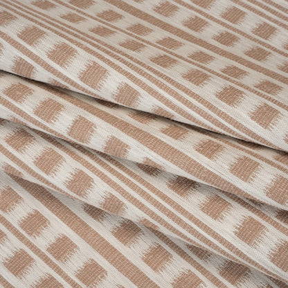 Polyester and Cotton Home Decor Jacquard - Dusky Pink Ikat Squares in Stripes - British Imported