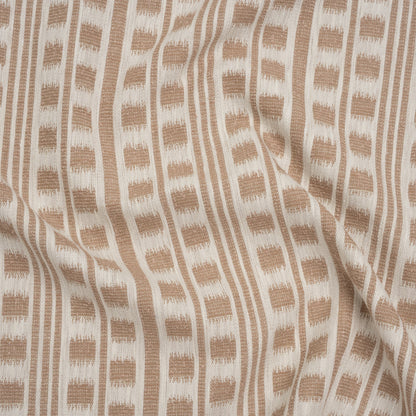 Polyester and Cotton Home Decor Jacquard - Dusky Pink Ikat Squares in Stripes - British Imported