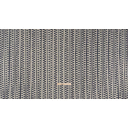 Polyester and Cotton Home Decor Jacquard - Indigo Ikat Squares in Stripes - British Imported