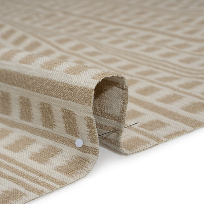 Polyester and Cotton Home Decor Jacquard - Natural Ikat Squares in Stripes - British Imported