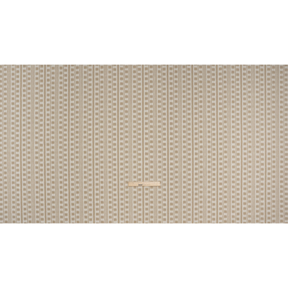 Polyester and Cotton Home Decor Jacquard - Natural Ikat Squares in Stripes - British Imported - Full