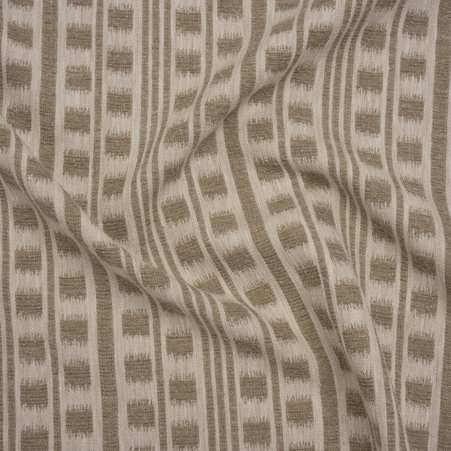 Polyester and Cotton Home Decor Jacquard - Stone Ikat Squares in Stripes - British Imported