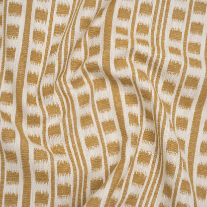 Polyester and Cotton Home Decor Jacquard - Sunflower Ikat Squares in Stripes - British Imported