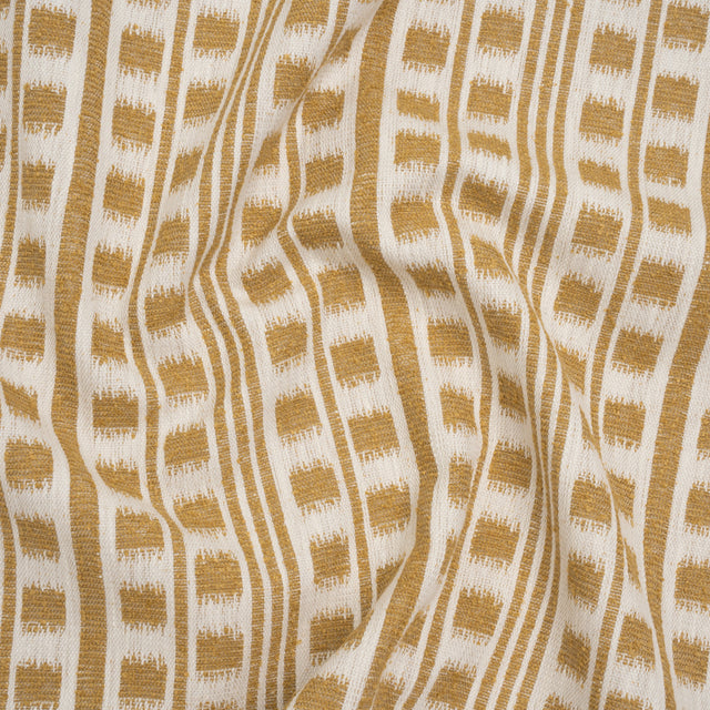 Polyester and Cotton Home Decor Jacquard - Sunflower Ikat Squares in Stripes - British Imported