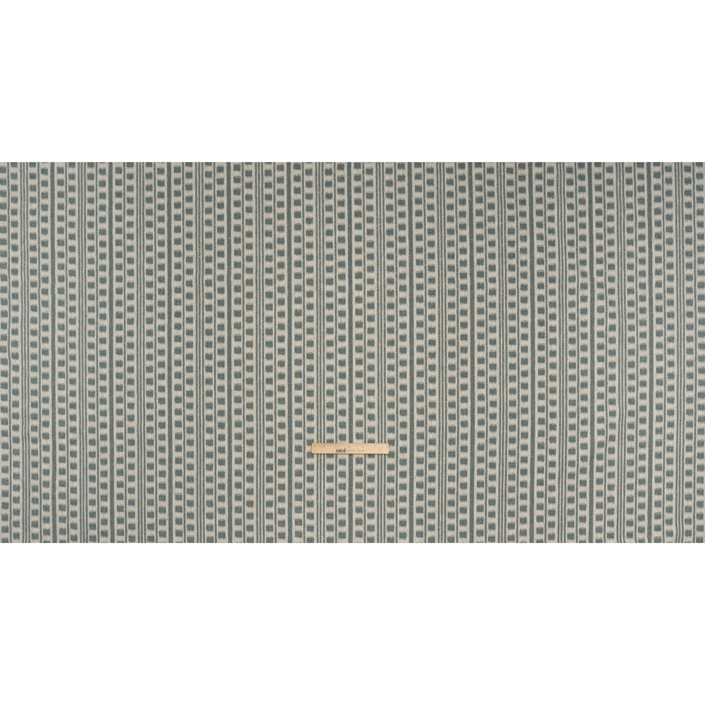 Polyester and Cotton Home Decor Jacquard - Teal Ikat Squares in Stripes - British Imported Full