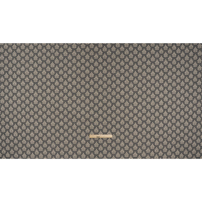Polyester and Cotton Twill Jacquard - Charcoal Lines of Leaves - British Imported