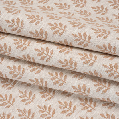 Polyester and Cotton Twill Jacquard - Dusky Pink Lines of Leaves - British Imported Folded