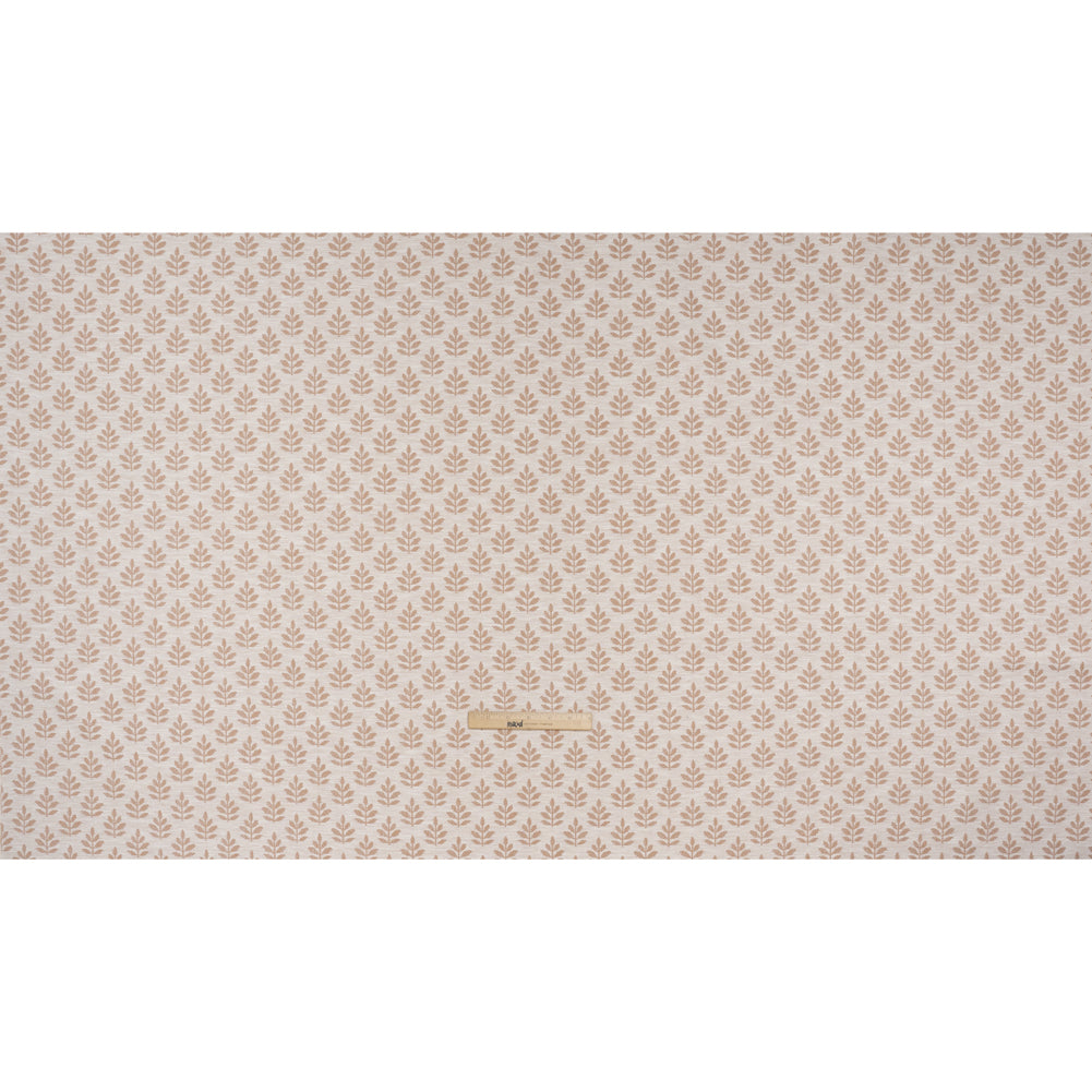 Polyester and Cotton Twill Jacquard - Dusky Pink Lines of Leaves - British Imported Full