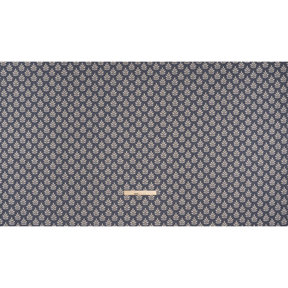 Polyester and Cotton Twill Jacquard - Indigo Lines of Leaves - British Imported