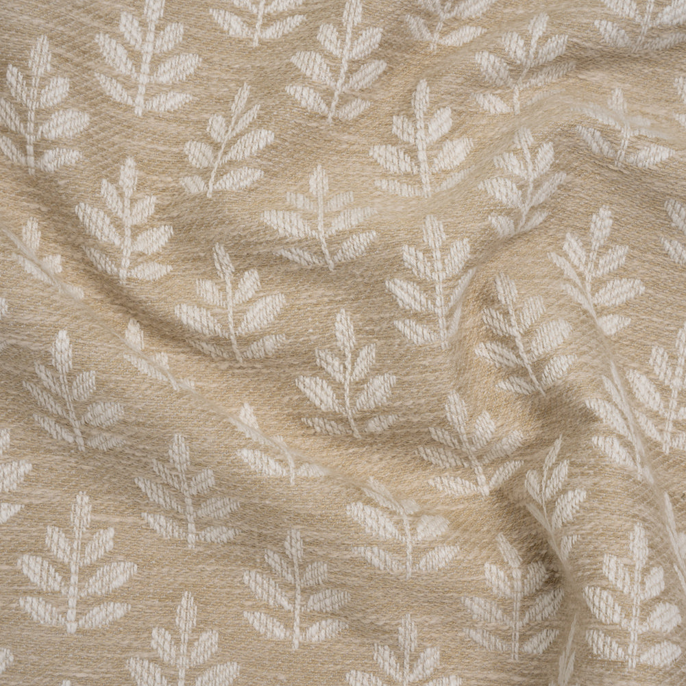 Polyester and Cotton Twill Jacquard - Natural Lines of Leaves - British Imported