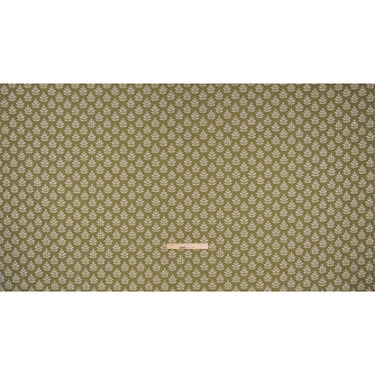 Polyester and Cotton Twill Jacquard - Olive Lines of Leaves - British Imported