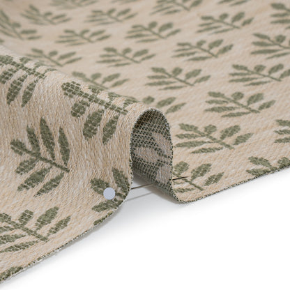 Polyester and Cotton Twill Jacquard - Sage Lines of Leaves - British Imported Detail