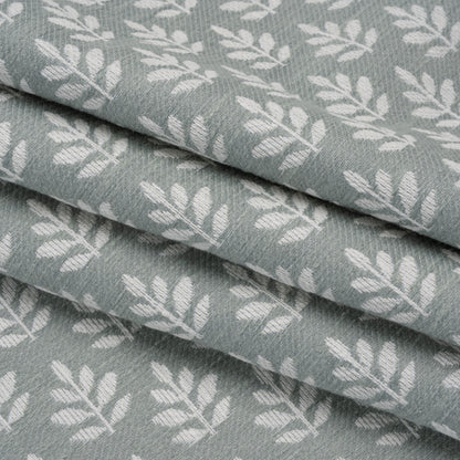 Polyester and Cotton Twill Jacquard - Seafoam Lines of Leaves - British Imported Folded