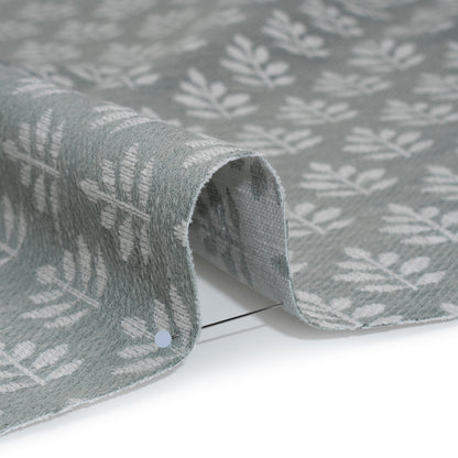 Polyester and Cotton Twill Jacquard - Seafoam Lines of Leaves - British Imported Detail