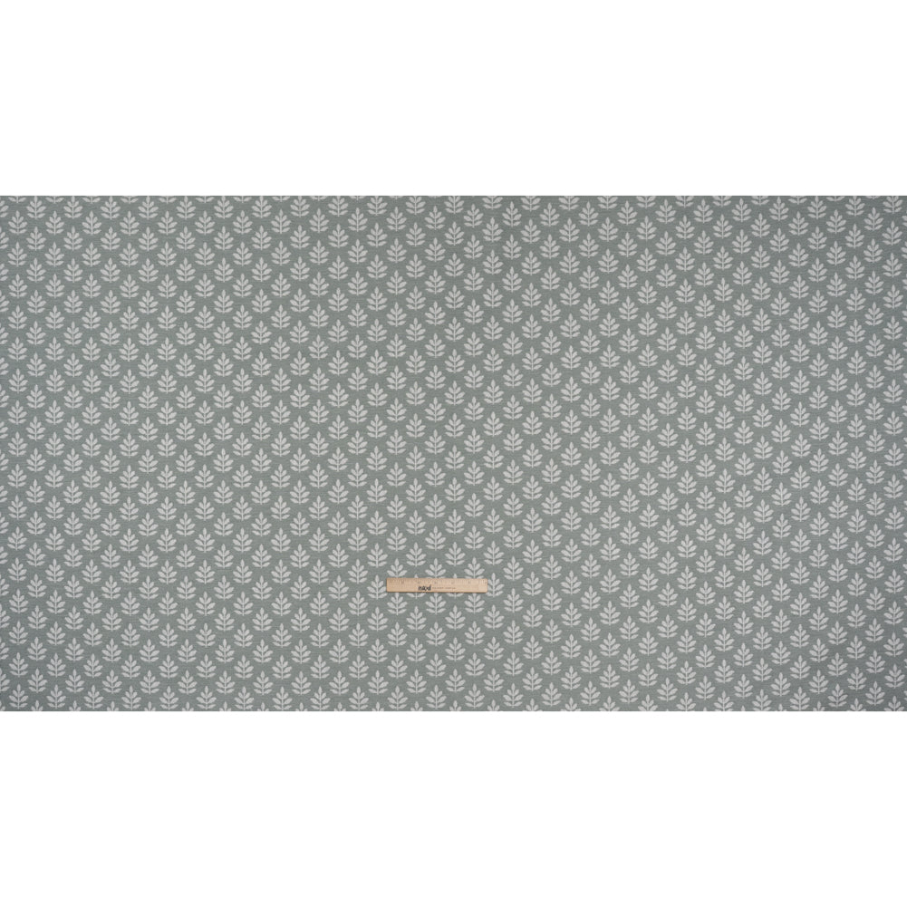 Polyester and Cotton Twill Jacquard - Seafoam Lines of Leaves - British Imported Full