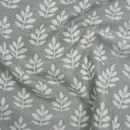 Polyester and Cotton Twill Jacquard - Seafoam Lines of Leaves - British Imported