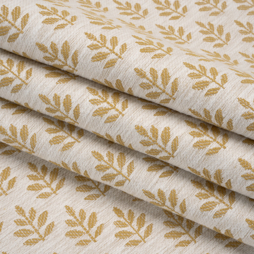 Polyester and Cotton Twill Jacquard - Sunflower Lines of Leaves - British Imported