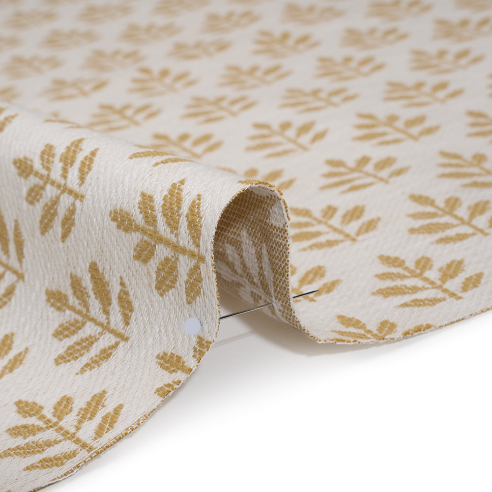 Polyester and Cotton Twill Jacquard - Sunflower Lines of Leaves - British Imported