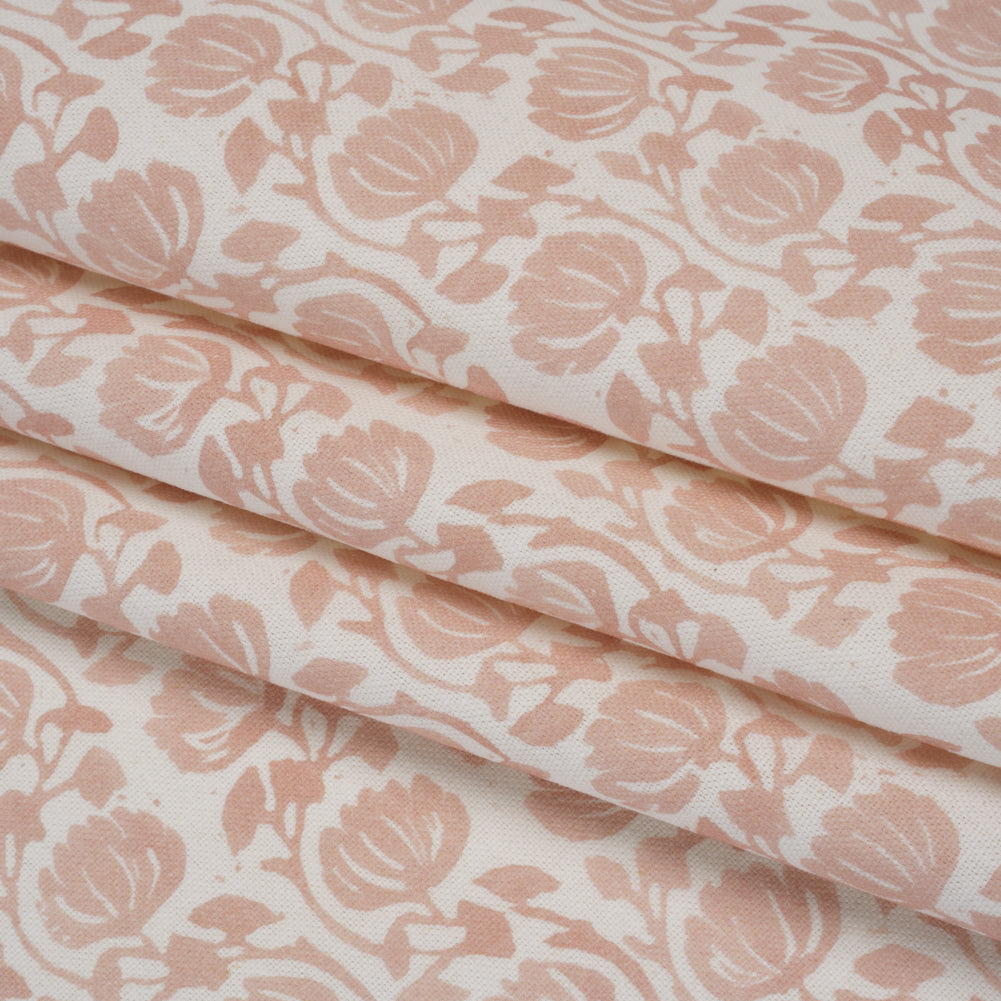 Cotton and Linen Canvas Print - Carnation Block Print Florals - British Imported