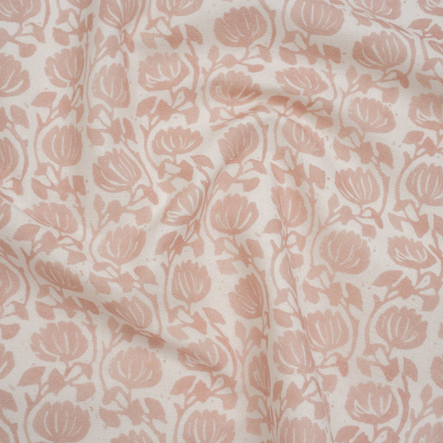 Cotton and Linen Canvas Print - Carnation Block Print Florals - British Imported