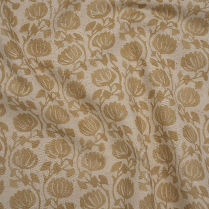 Cotton and Linen Canvas Print - Maize Block Print Florals - British Imported