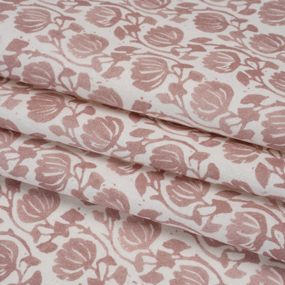 Cotton and Linen Canvas Print - Mulberry Block Print Florals - British Imported