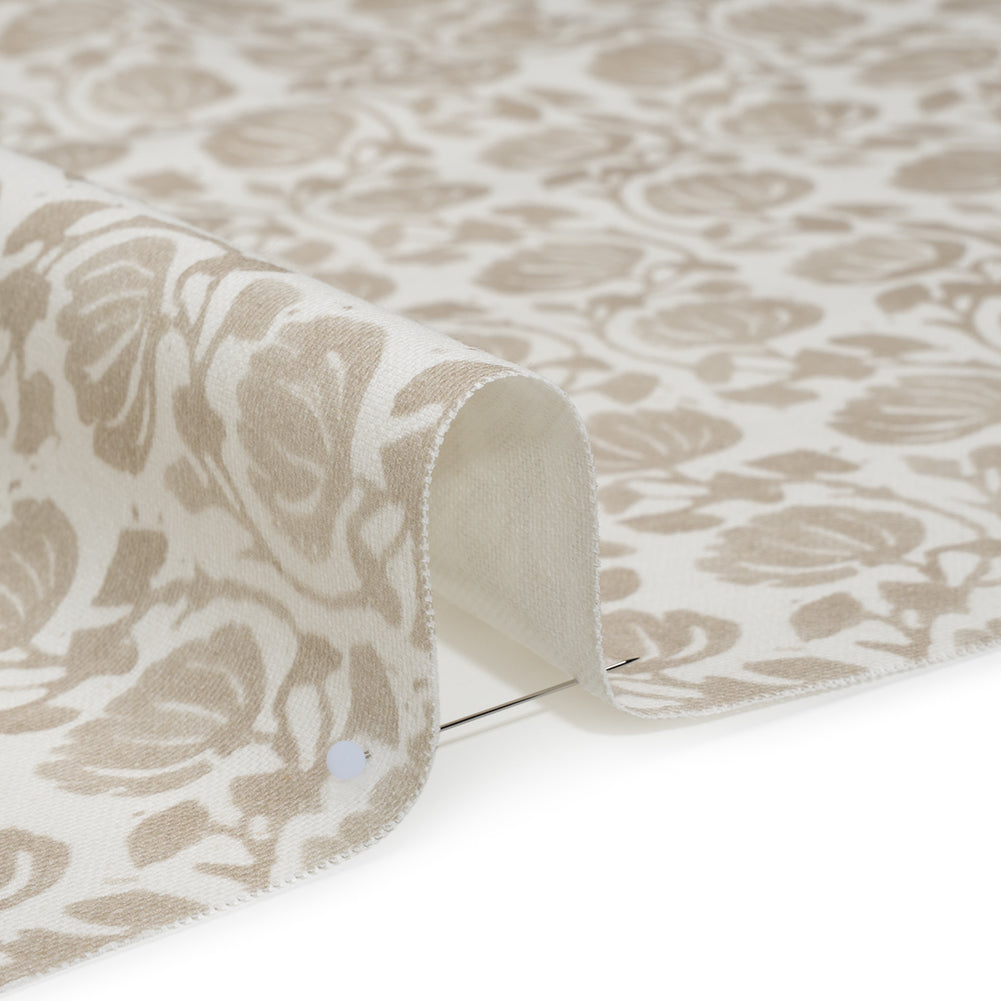 Cotton and Linen Canvas Print - Natural Block Print Florals - British Imported