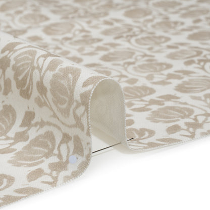Cotton and Linen Canvas Print - Natural Block Print Florals - British Imported