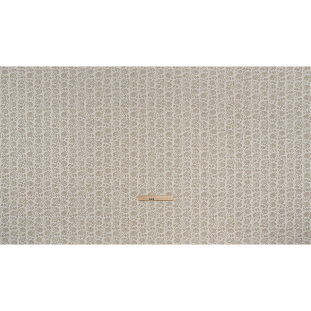 Cotton and Linen Canvas Print - Natural Block Print Florals - British Imported
