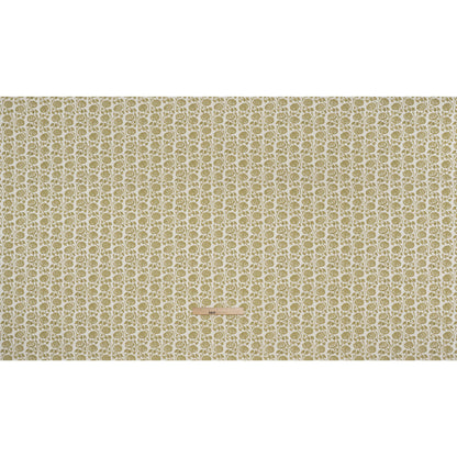 Cotton and Linen Canvas Print - Olive Block Print Florals - British Imported