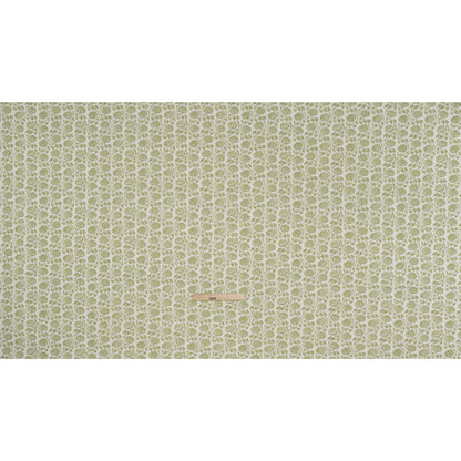 Cotton and Linen Canvas Print - Pistachio Block Print Florals - British Imported