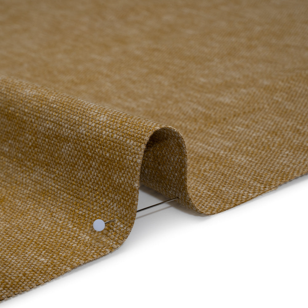 Slubbed Recycled Polyester Home Decor Woven - Maize Heathered - British Imported - Detail