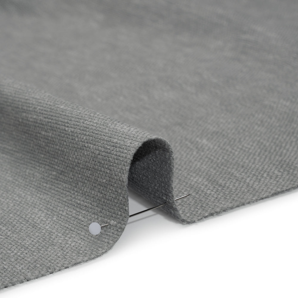 Slubbed Recycled Polyester Home Decor Woven - Silver Heathered - British Imported - Detail