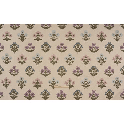Polyester and Cotton Slubbed Drapery Woven with Viscose Embroidery - Iris Simple Flowers - British Imported