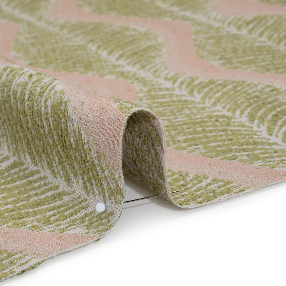 Polyester and Cotton Boucle Jacquard - Garden Leaf Ogee Waves - British Imported