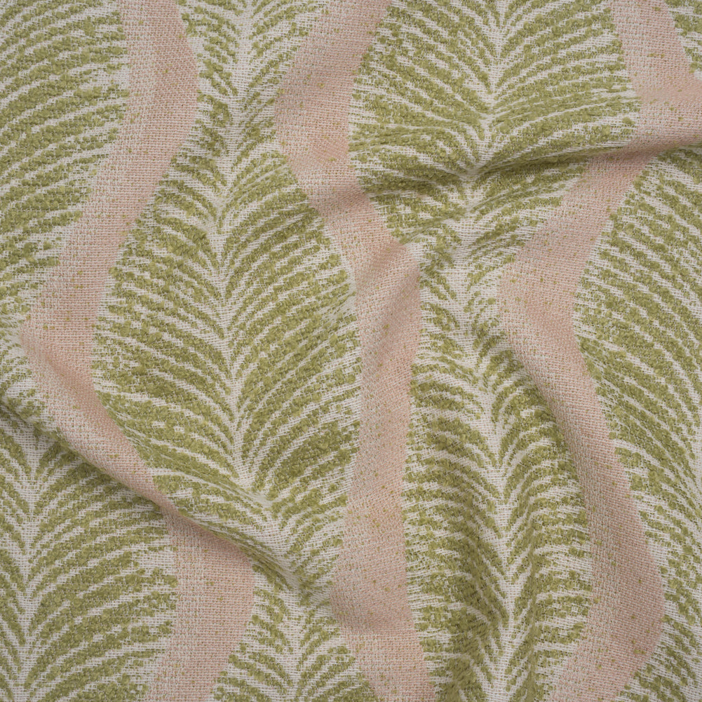 Polyester and Cotton Boucle Jacquard - Garden Leaf Ogee Waves - British Imported