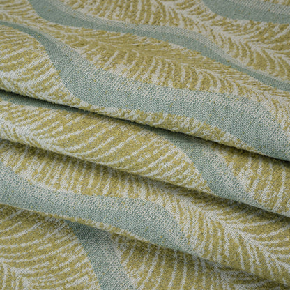 Polyester and Cotton Boucle Jacquard - Lagoon Leaf Ogee Waves - British Imported