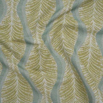 Polyester and Cotton Boucle Jacquard - Lagoon Leaf Ogee Waves - British Imported