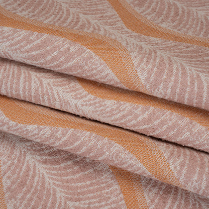 Polyester and Cotton Boucle Jacquard - Tangerine Leaf Ogee Waves - British Imported