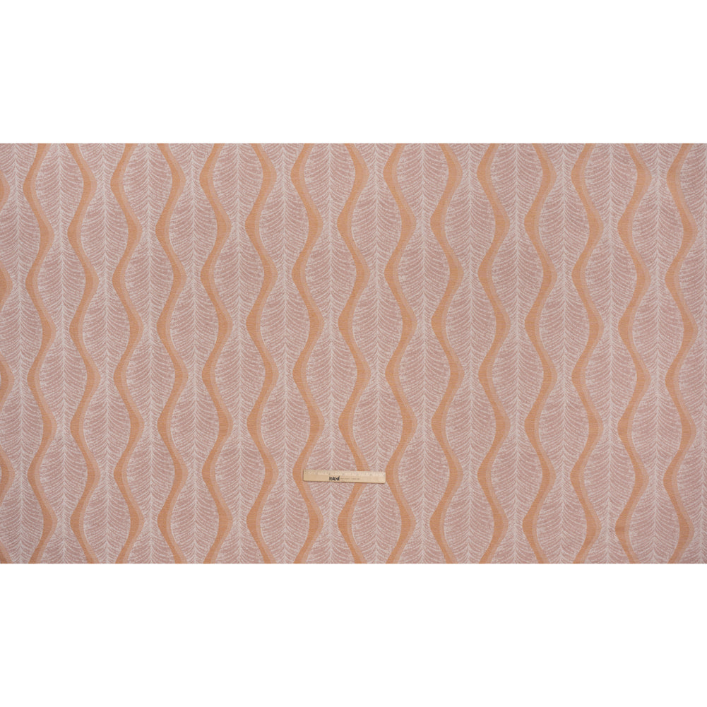 Polyester and Cotton Boucle Jacquard - Tangerine Leaf Ogee Waves - British Imported