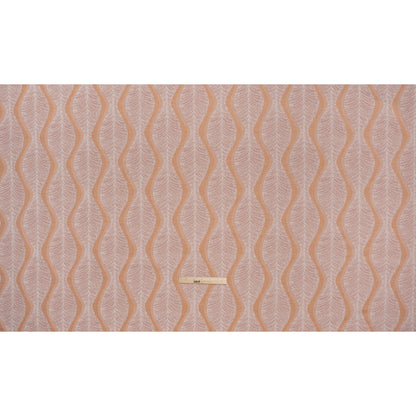 Polyester and Cotton Boucle Jacquard - Tangerine Leaf Ogee Waves - British Imported