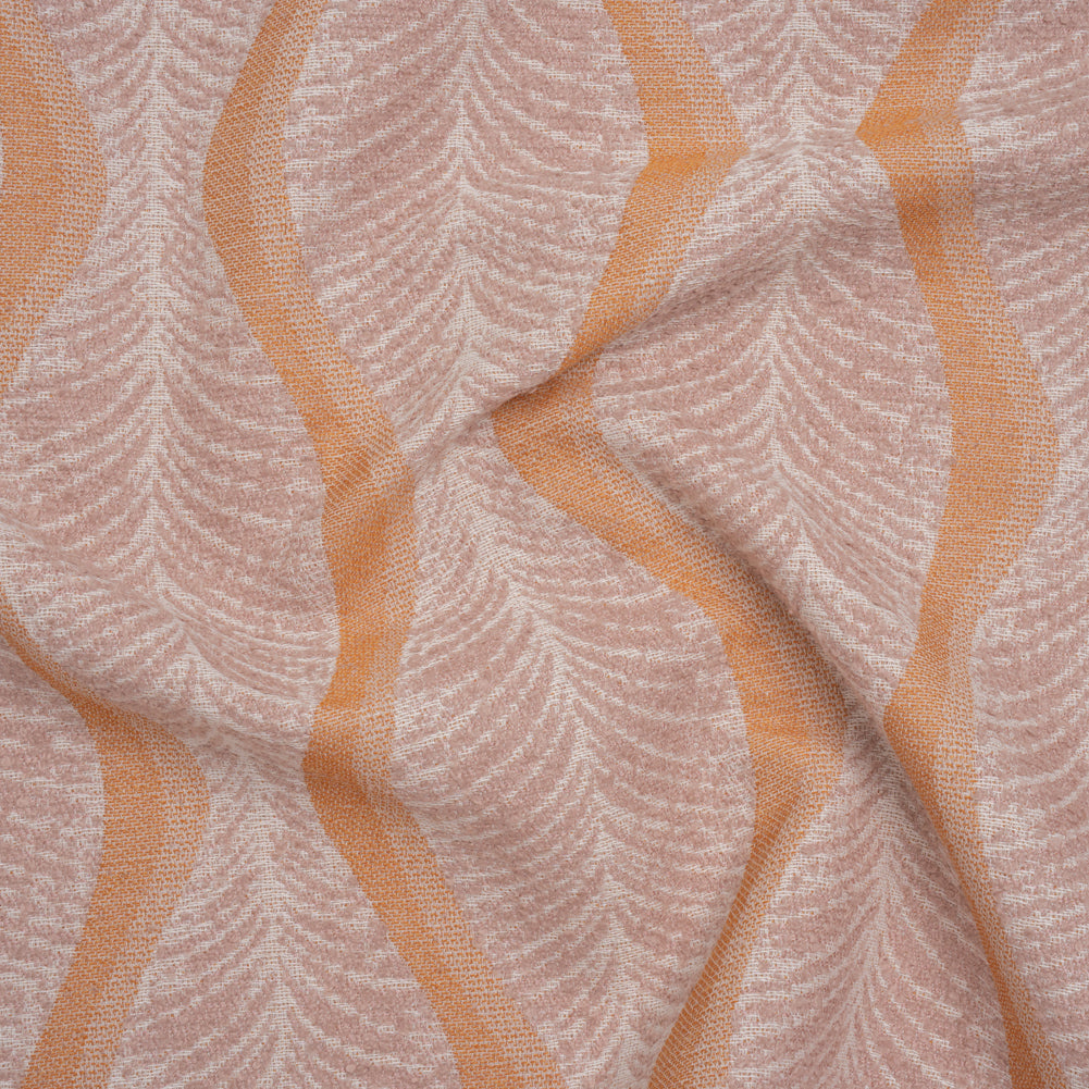Polyester and Cotton Boucle Jacquard - Tangerine Leaf Ogee Waves - British Imported