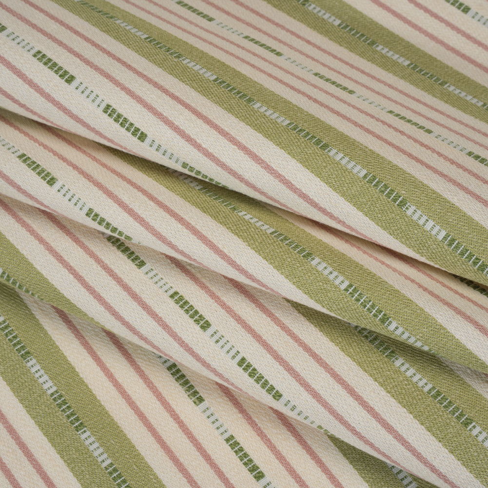 Recycled Polyester Twill Jacquard - Garden Stripes and Dashes - British Imported
