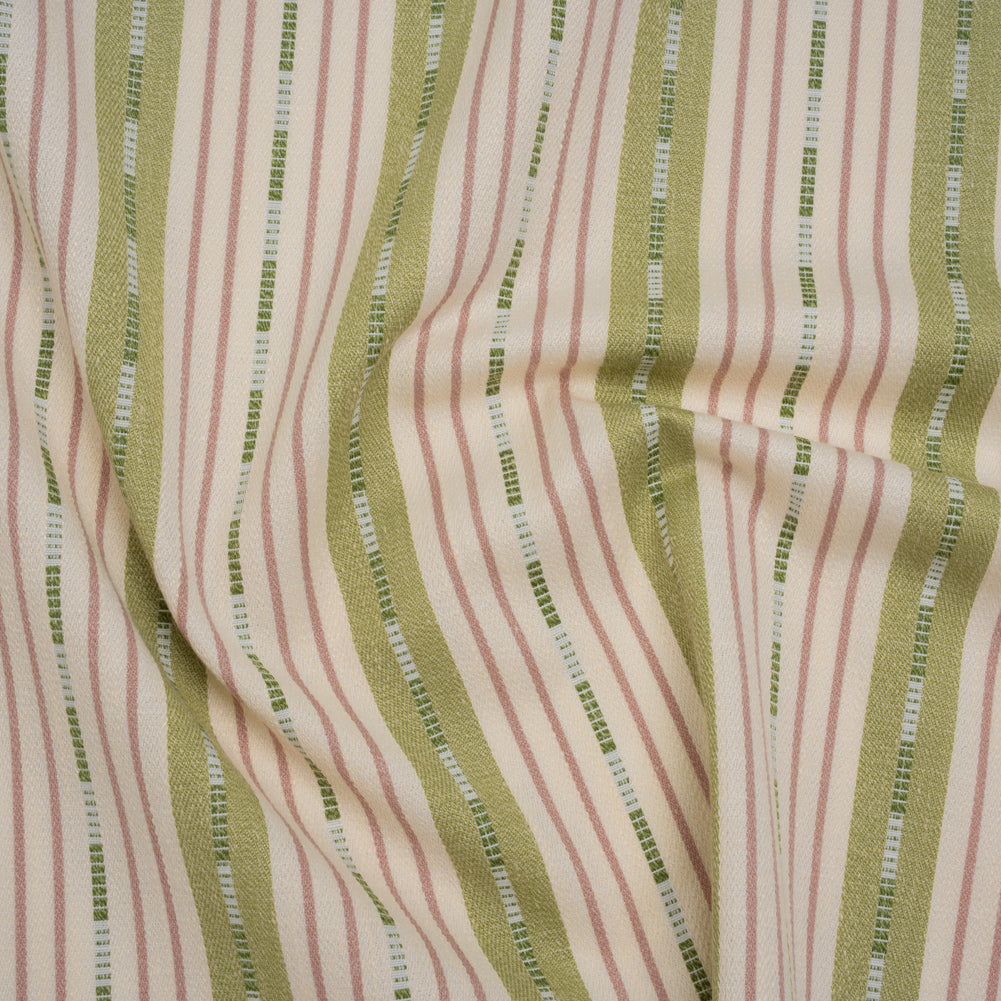 Recycled Polyester Twill Jacquard - Garden Stripes and Dashes - British Imported
