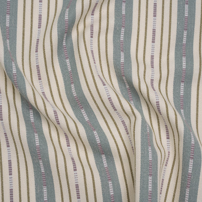 Recycled Polyester Twill Jacquard - Iris Stripes and Dashes - British Imported