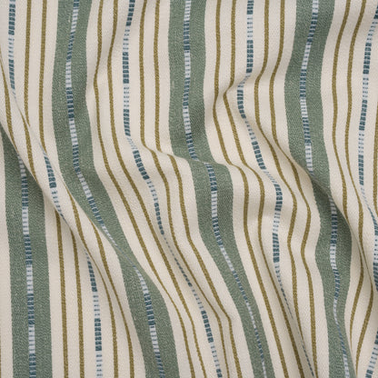 Recycled Polyester Twill Jacquard - Kingfisher Stripes and Dashes - British Imported